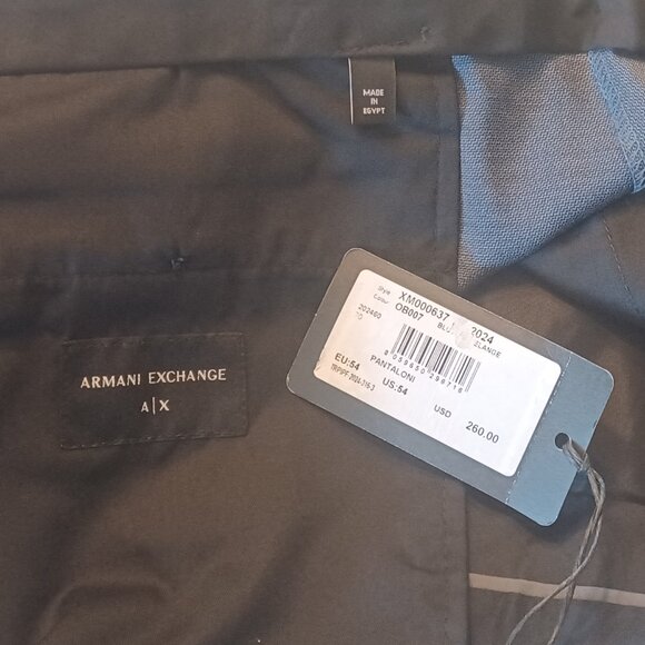NEW Armani Exchange Steele Blue LONG Modern Fit Flat Front Solid Dress Pants - Picture 8 of 12